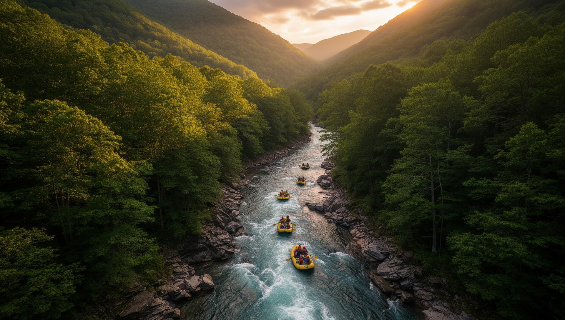 Whitewater rafting through North Georgia mountains