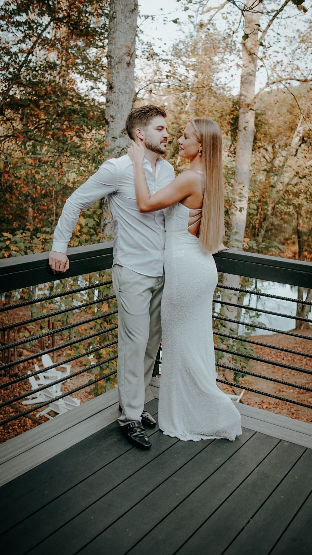 Couple on the lodge balcony