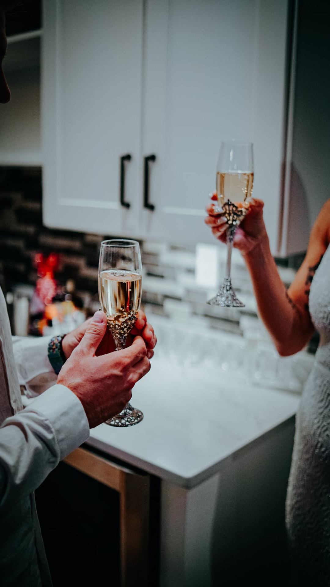 Champagne toast close-up